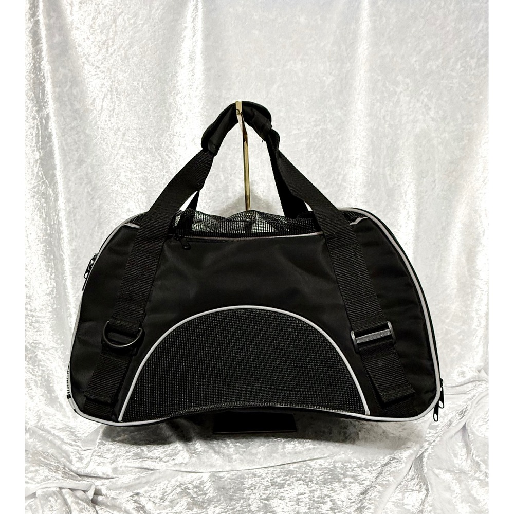 Black‎ Mesh Soft Sided Pet Carrier Bag Small Dog Cat Travel Tote Reflective Trim